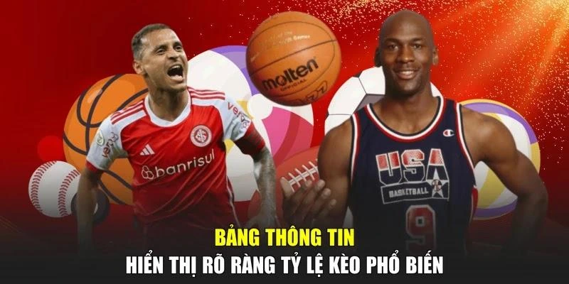 Bảng thông tin hiển thị rõ ràng tỷ lệ kèo phổ biến