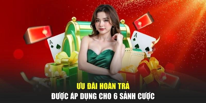 Ưu đãi hoàn trả được áp dụng cho 6 sảnh cược